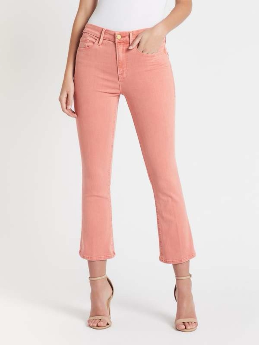 Frame Le Crop Mini Boot Jeans Size 25 Peony Pink High Rise Stretch Denim LCMB790 - Picture 1 of 15